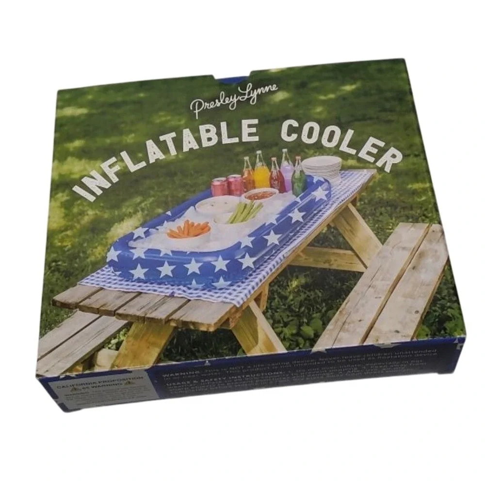 Presley Lynne Inflatable Cooler 24x12 Patriotic Star Serving Tray Buffet Server